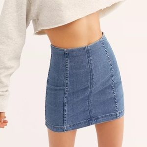 Free People Denim Panel Mini Skirt